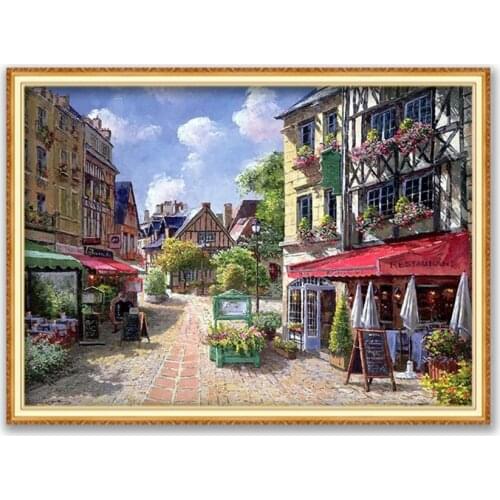 Christmas Village DIY Cross Stitch Embroidery 11CT Kits Craft Needlework Set Cotton Thread Printed Canvas Home Decoration Sale