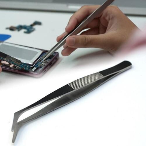 4Pcs Stainless Steel Tweezers Set Precision Thickened Straight Tip Curved Tweezers Repair Tools for Mobile Phone Watch Hand Tool