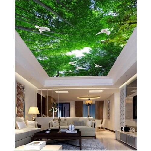 Custom 3d mural wallpaper Home Decoration Bamboo ceiling pigeons 3d wallpaper living room ceiling 3d wallpaper mural