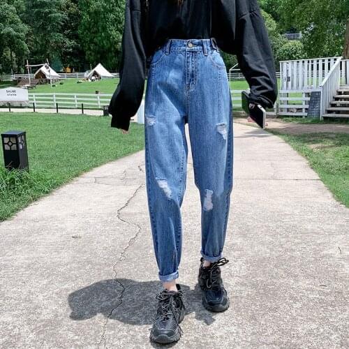 Spring and Autumn New Womens Fashion New Womens Trendy Harem Pants Denim Cropped Pants
