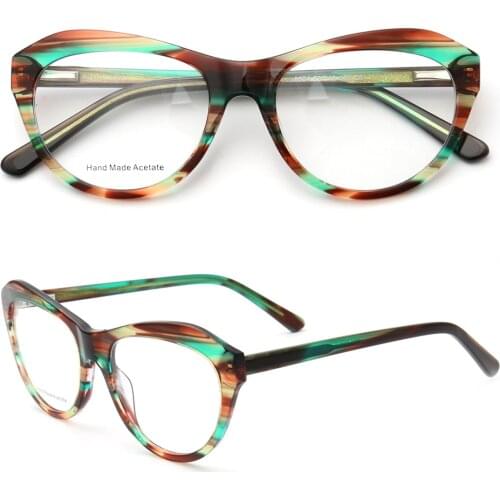 Women Patterned Eyeglass Frame for Women Cat eye Optical Glasses Frames Prescription Acetate Butterfly Vintage Optical Eyewear