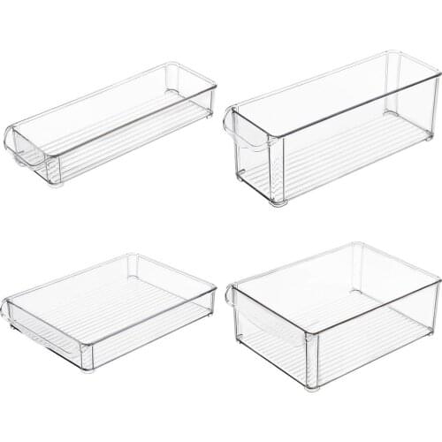 Plastic Transparent Refrigerator Food Storage Container Stackable Rectangular Noodles Vegetable Fruit Storage Box For Kitchen