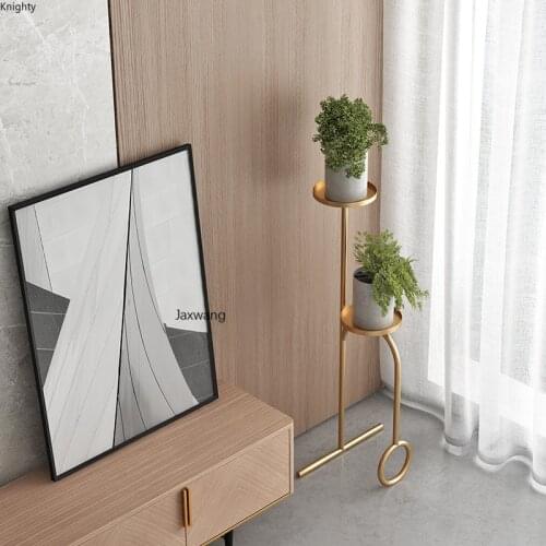 Italian Pot Tray Luxury Flower Stand Balcony Shelf Iron Flower Shelf Indoor Living Room Floor Simple Green Simple Pot Stand MC