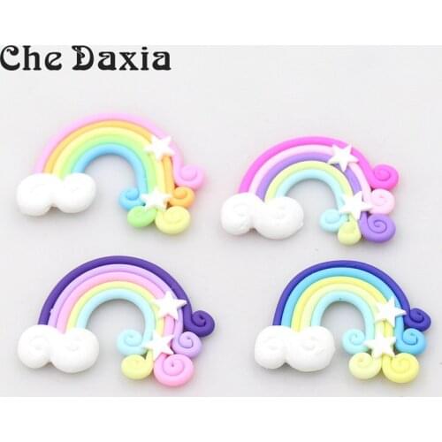Mixed color 10PCS/Pack Rainbow clouds Fimo Cabochon For DIY Childrens Headband Accessories phone case decoration Fitting