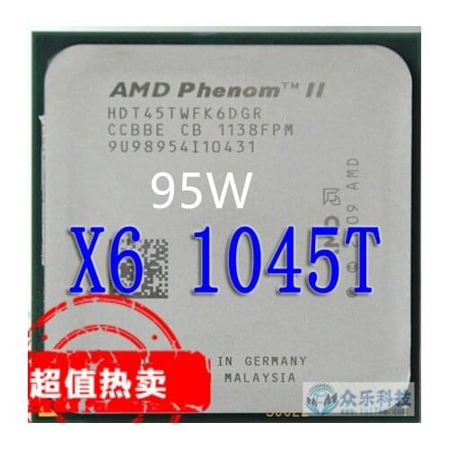 AMD Phenom II X6 1045T x6 1045T CPU Processor Six-Core 2.7Ghz/ 6M /95W Socket AM3 AM2+ 938 pin working 100% Free Shipping