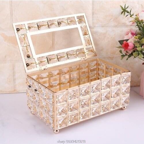 Rectangular Crystal Tissue Box Cover, Decorative Paper Box, Crystal Napkin Holder, Facial Tissue Holder N23 20 Dropship