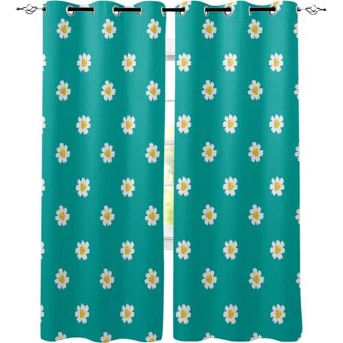 Small Daisy Flower Window Curtains Living Room Kitchen Curtains for Bedroom Left and Right Biparting Open Curtains