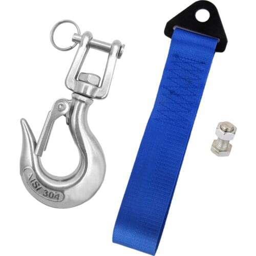 Blue Pull Strap with Silver Hooks Emergency Car Cable Heavy Duty Towing Rope