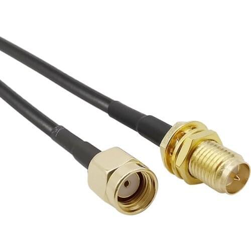 1PCS RP SMA Male to RP SMA Female RG174 WiFi Antenna Extension Cable RP-SMA Jack Plug Coaxial Pigtail RG-174 Wire Connector