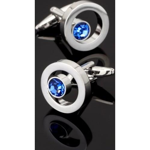 XK153 High quality mens shirts Cufflinks Austria Blue Crystal Cufflinks brand of mens clothing accessories factory wholesale