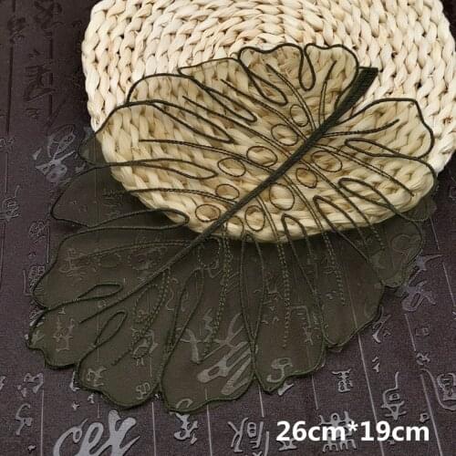 Embroidered Organza Lace Patch Accessories Lace Trim Applique Fabric Flower Leaf Pattern Patch for Princess Dress Clothing 1pcs