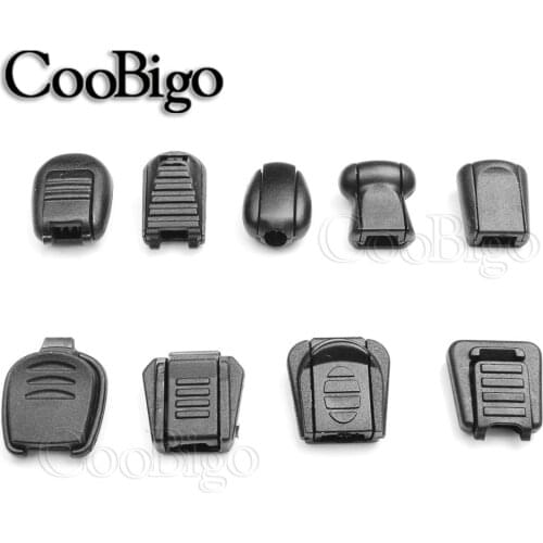 10pcs Zipper Pull Cord Ends Clip For Paracord Cord Tether Tip Cord Lock Sportswear Shoelace Rope Lanyard Accessory Plastic Black