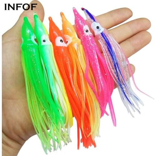 100pcs Rubber Squid Skirts 5cm 9cm 11cm Octopus Soft Fishing Lures Tuna Sailfish Baits Mix Colors