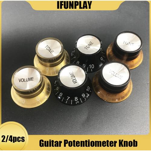 2/4pcs Silver Reflector Volume Tone Speed Control Knob Electric Guitar Potentiometer Knobs for LP SG Style Electric Guitar