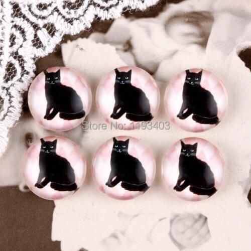 40PCS 12mm)/Round12mm 20mm 25mm 30mm Glass Cabochon DIY For jewelry finding Cameo Setting ,Dome Flat Back Beads-Cats-61-6
