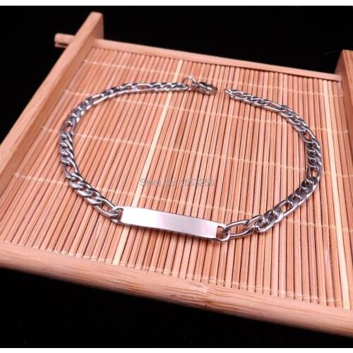 In bulk 5pcs lot stainless steel Fashion thin figaro Chain Women Men ID Bracelet Bangle 4.5mm 8.26