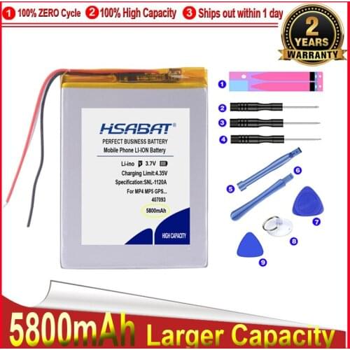 HSABAT 0 Cycle 5800mAh 3 wires 407093 Tablet Battery for child Tablet prestigio multipad color 2 3g pmt3777_3g_d Accumulator