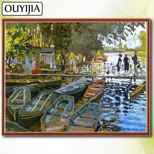 5D DIY Diamond Famous Painting OUYIJIA Monet Impression Scenery Embroidery Painting Sale Picture Of Rhinestones Diamond Mosaic