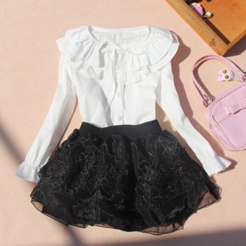 Kids clothes girls school blouses 2019 Autumn children clothing baby girl clothes cotton child shirt cute bow blusas 2-16Y