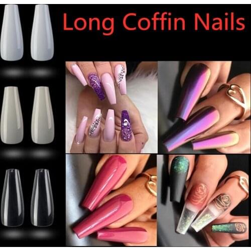 Long Stiletto 100Pcs/opp Nail Art Tips white/Clear/Natural Sharp end False Fake Nails Tips Manicure Artificial Nails Salon