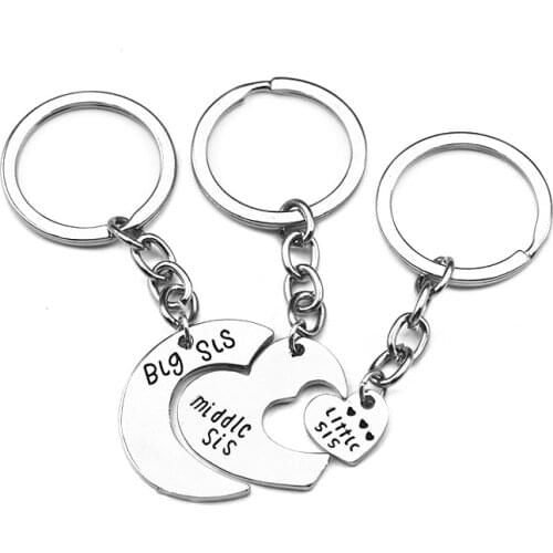 European and American Fashion Simple Sister BIG MIDDLE LITTLE Love Stitching Girlfriends Set Chain Female Alloy Pendant Key Ring