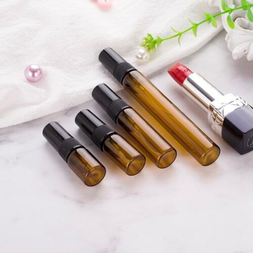 100pcs/lot 2ml 3ml 5ml 10ml Amber Glass Spray Bottle Refillable Empty Sample Perfume Bottles Thin Glass Test Vials