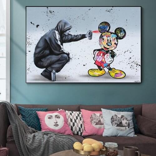 Disney Graffiti Art Mickey Mouse Canvas Print Poster Street Art Mickey Wall Street Art Canvas Painting Poster