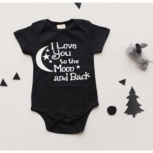 Bodysuit Baby Boys Girls Clothing Newborn Baby Babygrow Playsuits I Love You To The Moon And Back Black Clothes Bodysuits 0-24 M