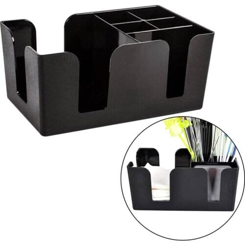 Hot Black Bar Pub Tidy Napkin Straw Storage Box Cocktail Stirrer Storage Condiment Holder Bar Tools XH8Z OC26