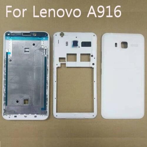 Housing For Lenovo A916 Front Frame Middle Frame Battery Back Cover with Camera lens Without Volume Buttons Replacement Parts