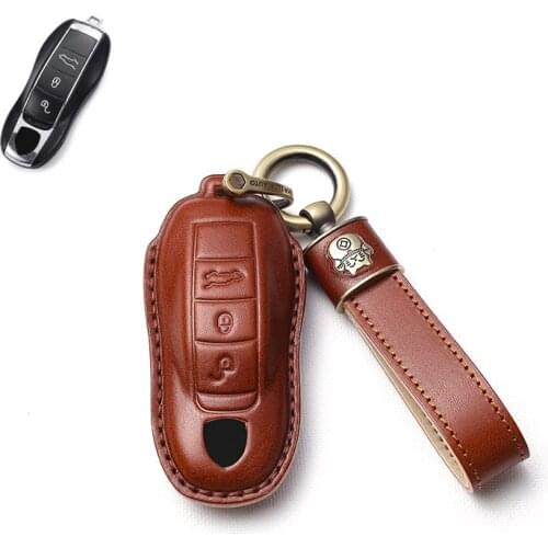 Leather Replace Refit Cover Protection Shell Remote Key Case Fob Modified Key Shell for Porsche Panamera Macan Cayman 911 981