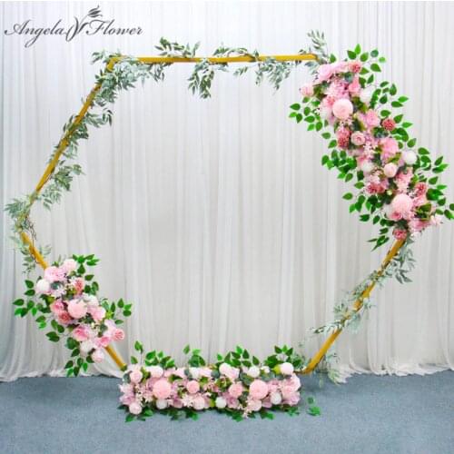 Metal Geometric Hexagonal Wedding Arch Props Shelf Outdoor Backdrop Layout Artificial Flower Stand Stage Party Decoration Shelf