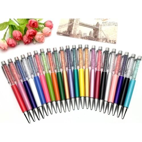 50Pcs Crystal Diamond Ballpoint Pen Metal High Quality Luxury Roller Rose Gold Student Gift Stationery Office Writing Promotion