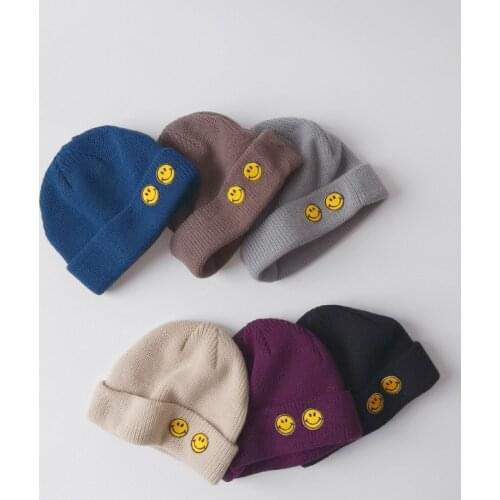 Cute Toddler Baby Infant Knitted Cap Smiley Face Hat Korean Version Modeling Caps Keep Warm Punpkin Hats Boy Girl Winter Bonnet