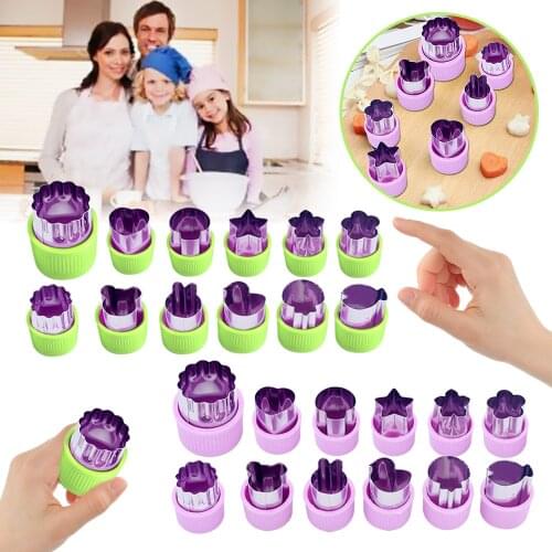 12Pcs Cookie Shape Cutter Mold Fruit Vegetable Stainless Steel Mould Set Cookie Plunger Mould Mold Cutter Tools Kitchen Tool