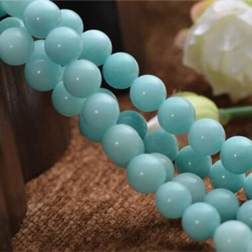 Joanlyn Grade A Natural Sky Blue Jade Beads Amazonite Color Jade Beads 6mm-12mm Smooth Polished Round 15 Inch Strand JA29