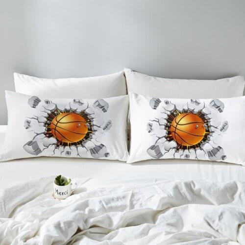 2pcs/set Bed Pillowcase Cover for Beding Print Soft 50cmx75cm / 50cmx90cm Can Customs Made White Color Football