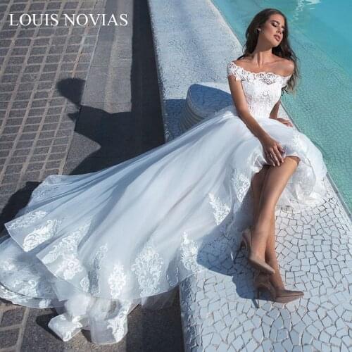 Louis Novias Palace Dream New Design Light Wedding Dress Beach Short Sweep Brush Train Princess Wedding Gowns Vestido De Noiva
