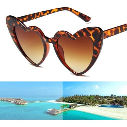 Women Love Heart Shaped Sunglasses Brand Designer Cat Eye Sun Glasses Retro Gradient Ladies Outdoor Travel Party Eyewear UV400
