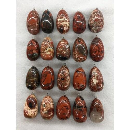 Wholesale 5pcs/pack Polished Multi Gem Stone Bead Pendant,Natural Dragon Blood Stone,Sodalite Pendant Jewelry Necklace 30-45mm