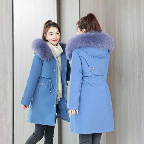 Parka hair plush inside led long sent to overcome in the female han edition cultivate morality down cotton-padded jacket
