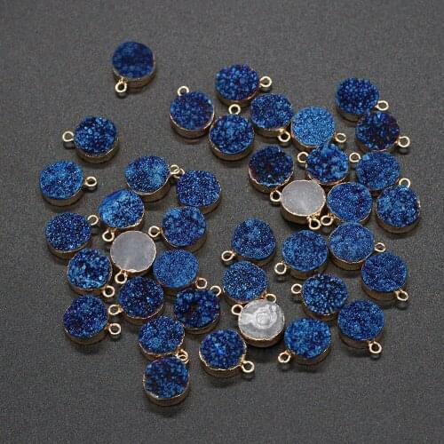 Natural Stone Pendant Crystalline Germ Round Stone Charms For DIY Necklace Handiwork Sewing Craft Jewelry Accessory Making