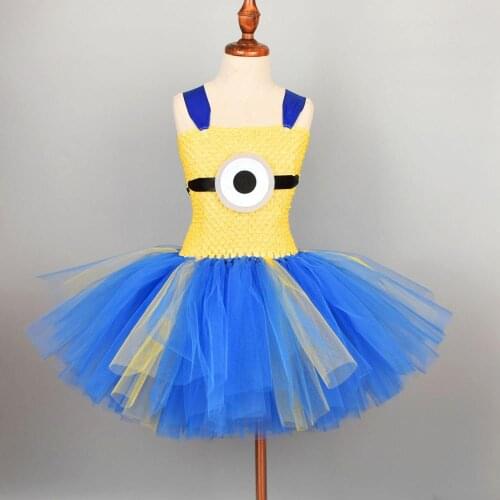 Girls Yellow Royal Blue Fluffy Tutu Dress Baby Birthday Party Costume Baby Photo Props Kids Halloween Tutu Costume 1-12Y