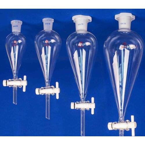 30-1000ml 19/26 24/29 29/32 Joint Borosilicate Glass PTFE Tap Stopcock Chemistry Laborotary Glass Pear Shaped Separatory Funnel