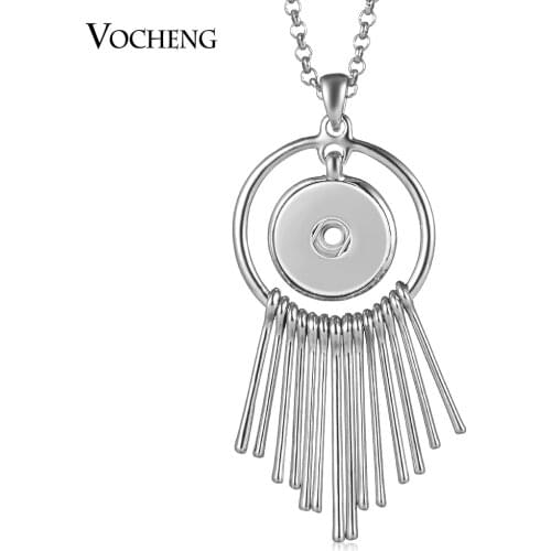 Vocheng 18mm Ginger Snap Button Jewelry Tassels Pendant Necklace with Stainless Steel Chain NN-611 Snap