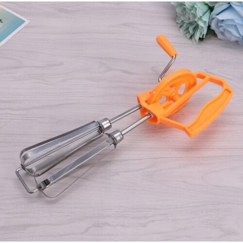 Rotary Hand Whisk Egg Beater Mixer Stainless Steel Manual Shaker Kitchen Blender
