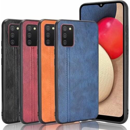 For Samsung Galaxy A02S US Version Case Hard PC PU Leather Hard Plastic Phone Case For Samsung A02S EU Version Case Back Cover