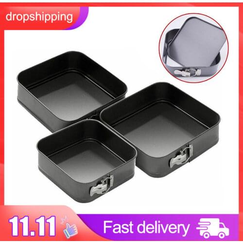 1/3Pcs Square Shape Cake Tins Mold Non Stick Baking Bake Trays Pan Kitchen Dining Bar bread loaf pate toast cakes movable