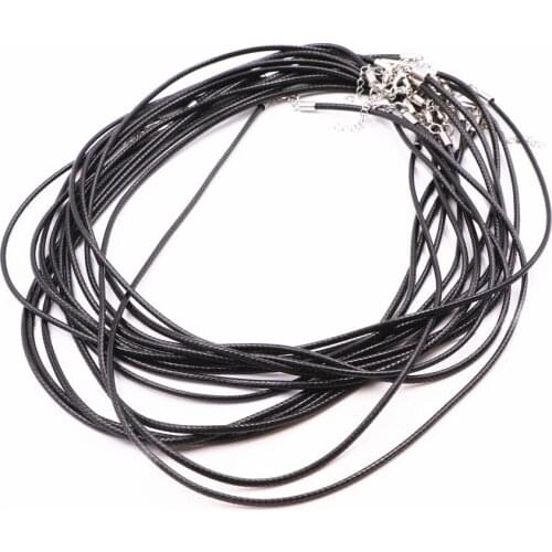 1.5mm Leather Wax Rope Chain Necklace 5 PCS/lot Charms Lobster Clasp DIY Jewelry Findings String Cord Necklaces Accessories 18"