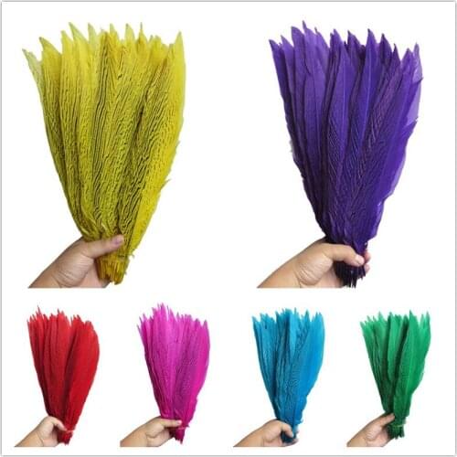 100pcs Natural Silver Pheasant Tail Feathers 35-40CM White Pheasant Feathers For Crafts Wedding Costume Chicken Feathers Plume